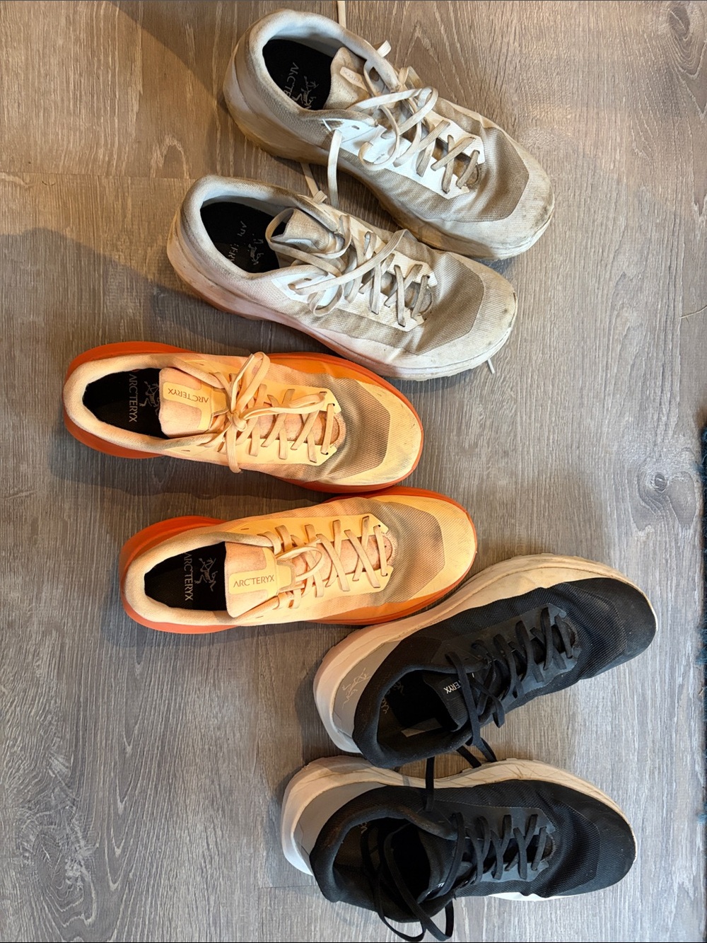 Three pairs of arcteryx norvans women’s 8.5